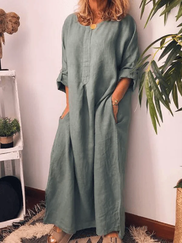Epic Deals casual knit dressWomen Solid Color Adjustable Sleeve Split Hem Dress