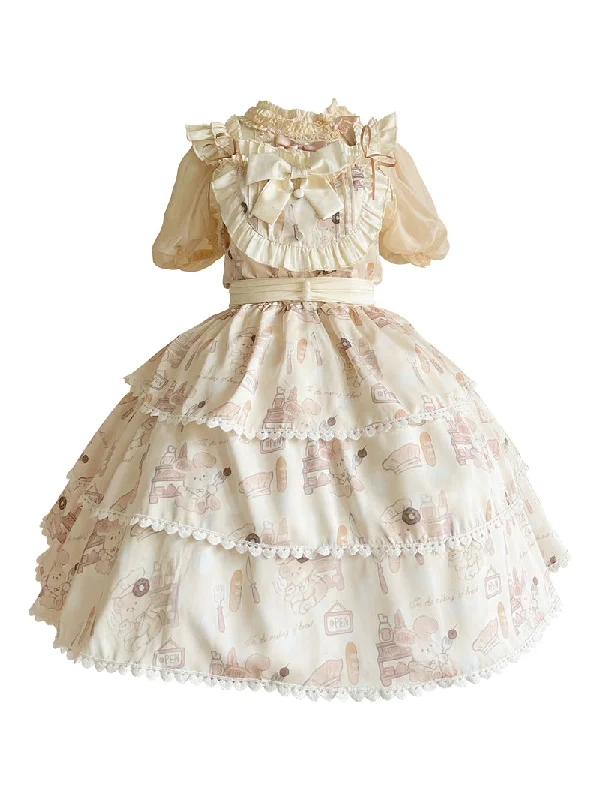 Deep Discounts oversized dressNiu Niu~Plus Size Lolita Jumper Dress Beige Sweet Short Sleeve