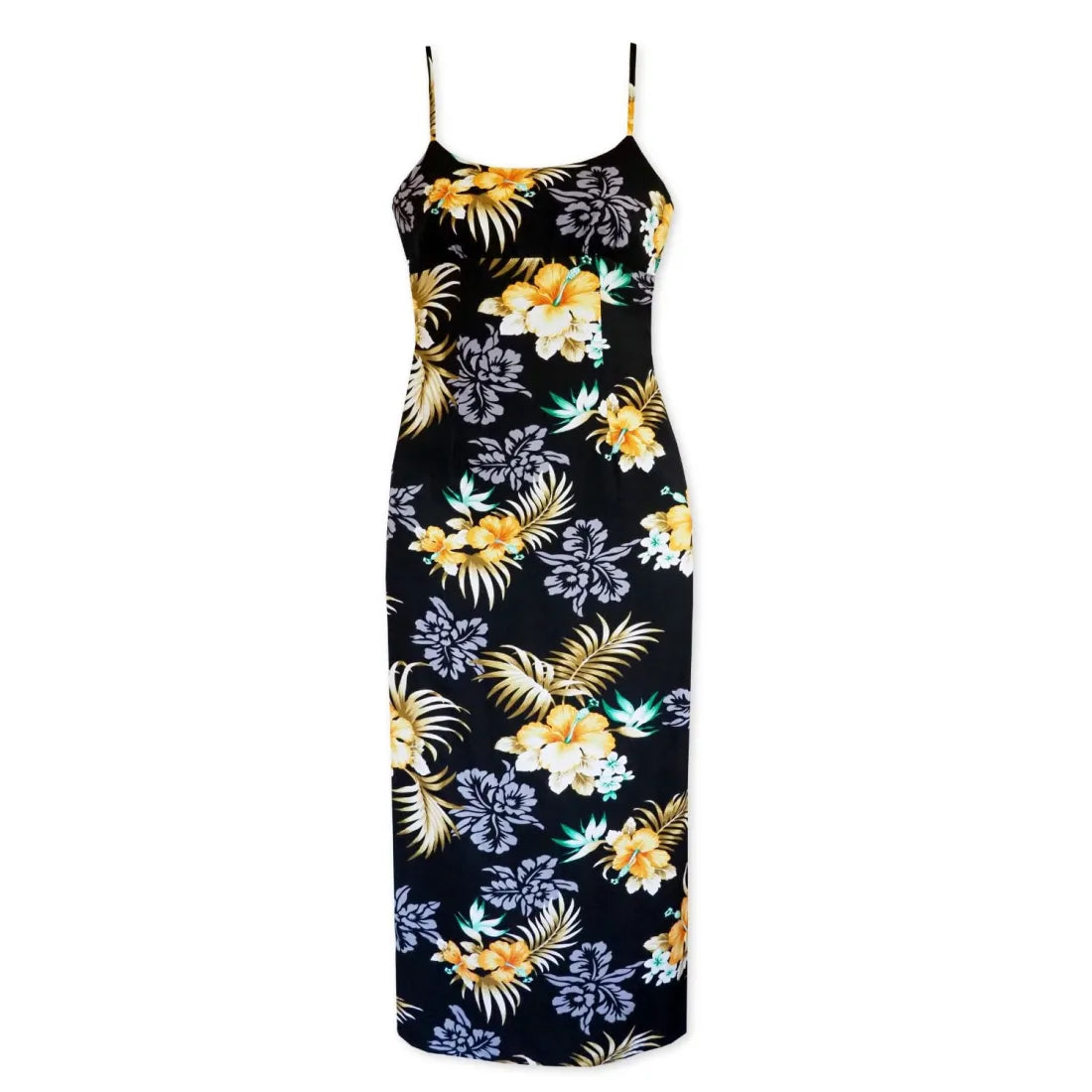 Extra Discounts Passion Black Long Hawaiian Dress with Skinny Straps