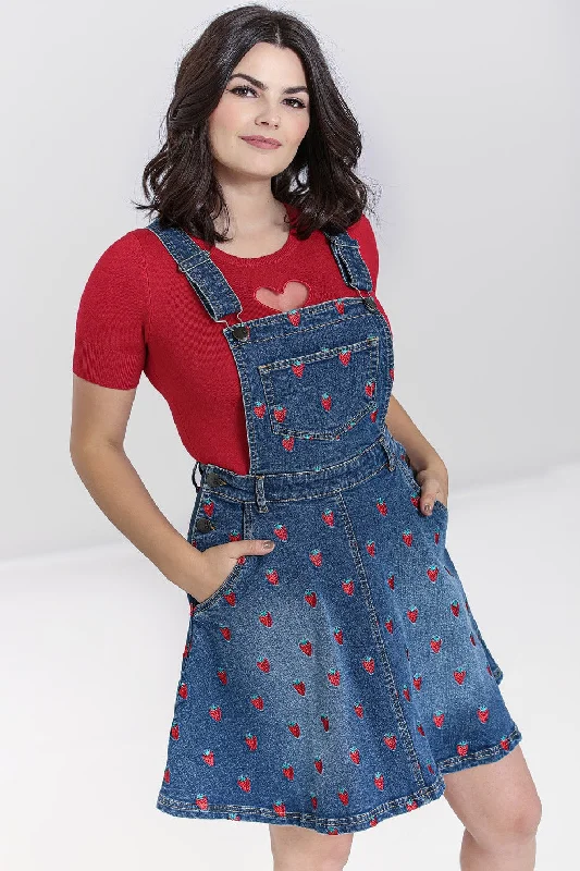 Blowout Deals fitted bodycon dressStrawberry Denim Pinafore Dress