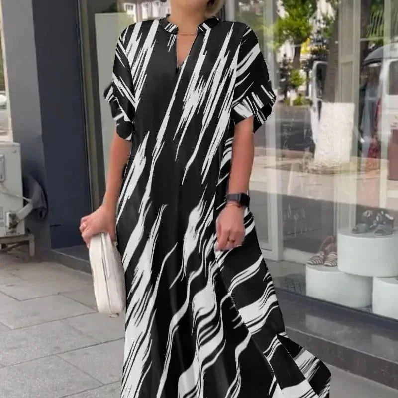 Savings Spectacular velvet dressSummer New Women's Loose Casual Slit Long Shirt Dress