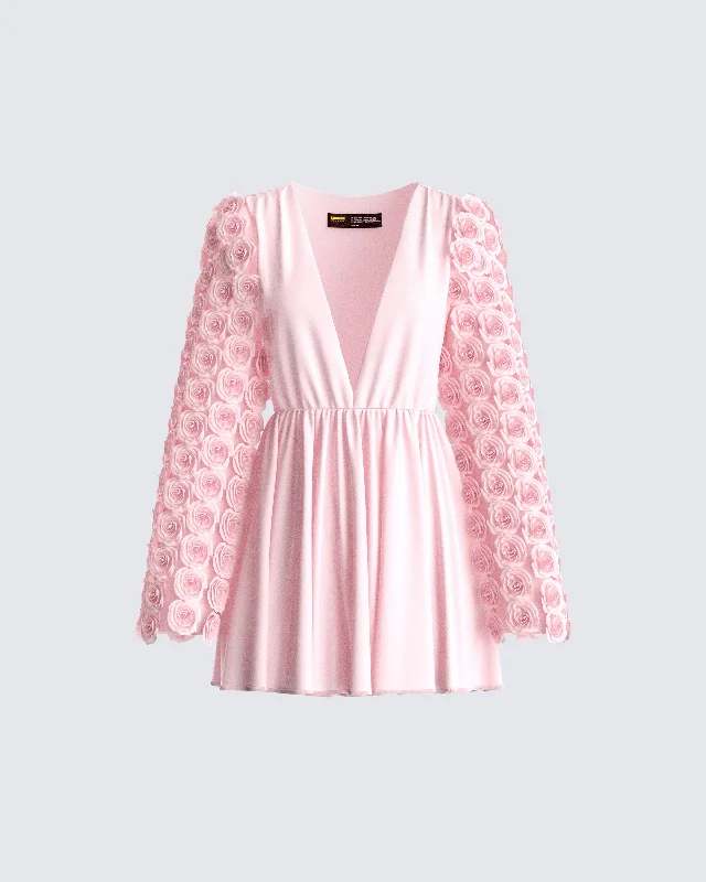 Unmissable Offer casual summer dressElvia Pink Pleated Flower Dress