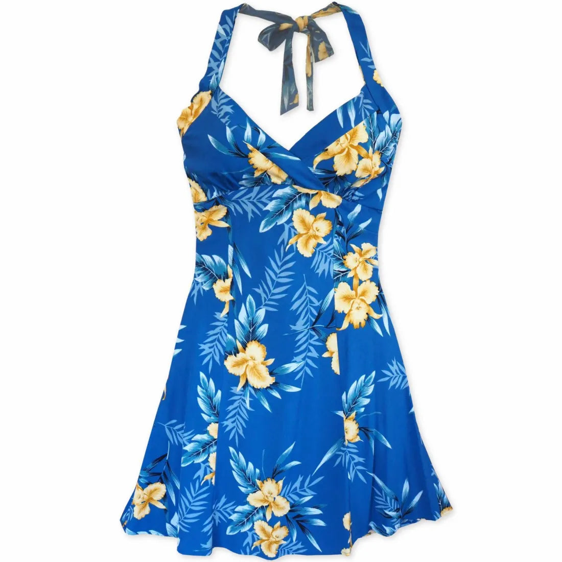 Massive Deals Midnight Blue Napali Hawaiian Halter Dress
