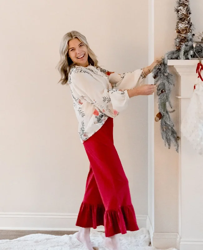 Can't Miss luxury dressWomen's Big Ruffles | Merry in Cranberry