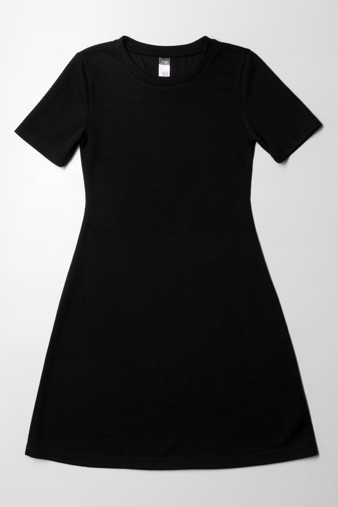 ruched dressRib Fit & Flare Dress Black