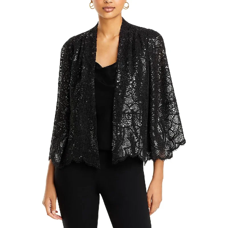 breathable jacketDelilah Womens Lace Sequined Open-Front Blazer