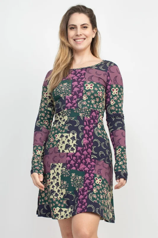 Exclusive Offers Mushroom Patchwork Skater Dress