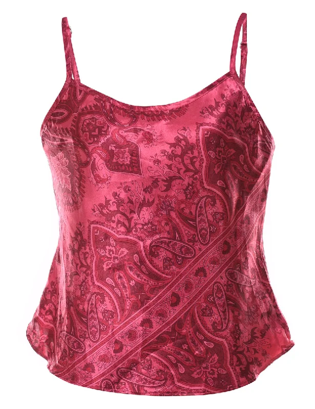 Quick Sale chic outerwearMagenta Paisley Print Y2K Classic Camisole - S