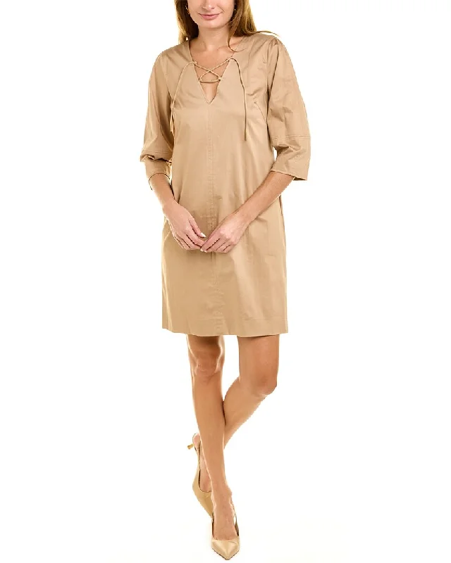 long sleeve dressElie Tahari Tie Up Poplin Dress