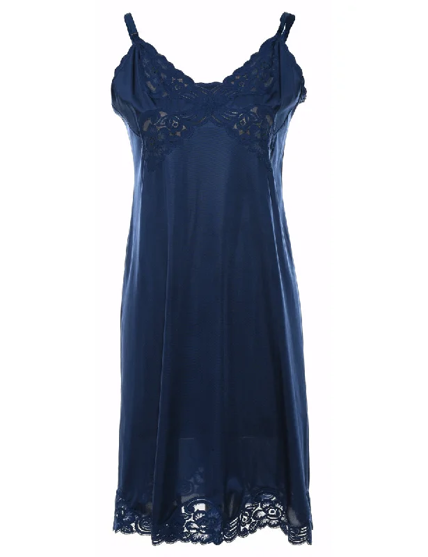 Low Prices cozy wool-blend coatNavy Lace Trim Slip Dress - S