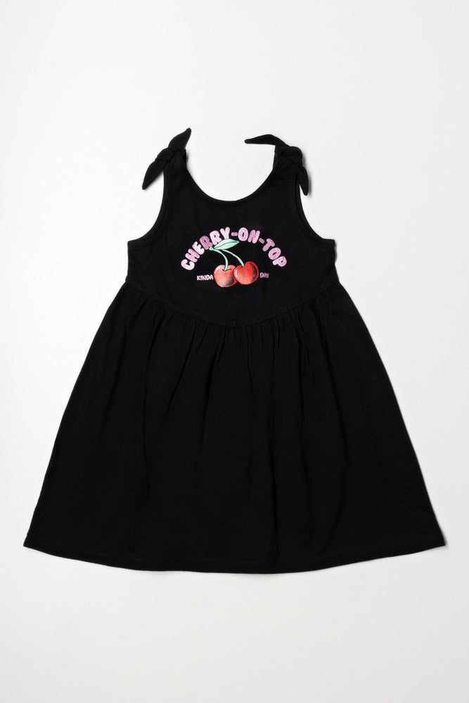 fitted cocktail dressCherry Dress With Bows Black