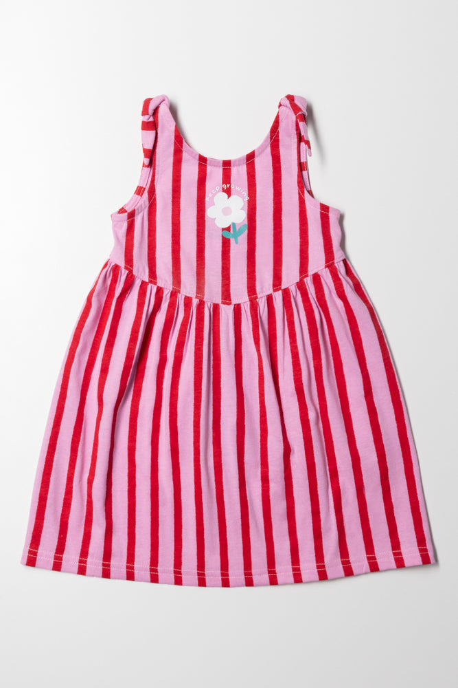 elegant shift dressStripe Sleeveless Dress With Bows Pink And Red