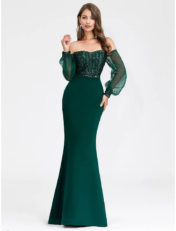 Price Slash Sexy Formal Evening Dress Off Shoulder Long Sleeve Floor Length with Sequin Price Slash Sexy Formal Evening Dress Off Shoulder Long Sleeve Floor Length with Sequin