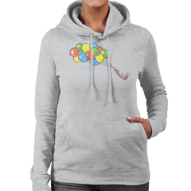 performance hooded sweatshirtCurious George Balloon Flying Backwards Women's Hooded Sweatshirt