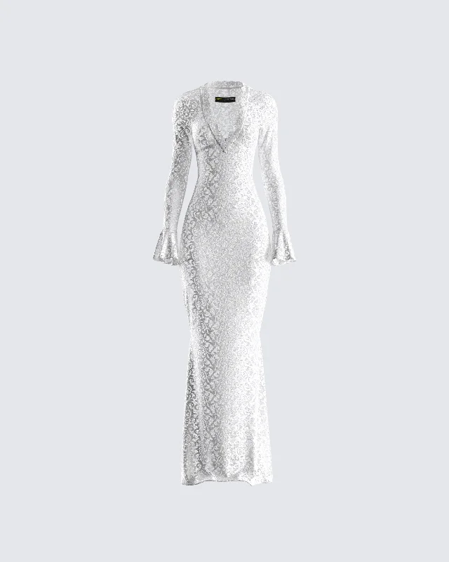 high-waisted dressKobina White Lace Maxi Dress