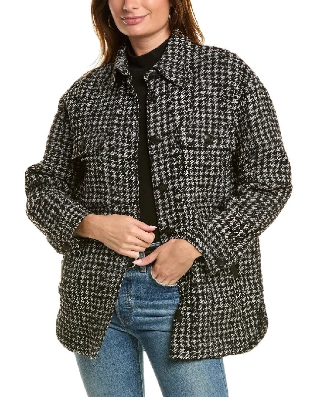 Savings Alert street style coatThe Kooples Leather-Trim Wool-Blend Jacket