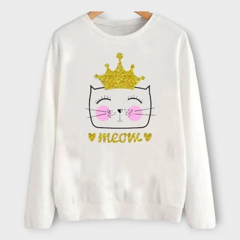 stylish performance hoodieWinter White Printed Sweatshirt For Womens