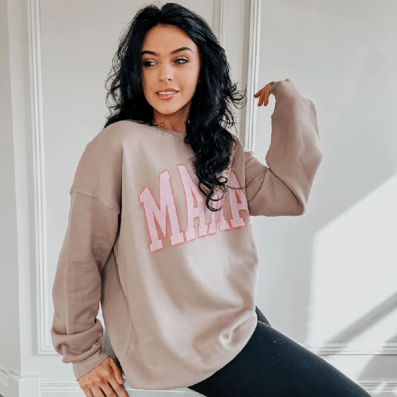Year-End Sale performance hoodie for gymNeutral Mama Sweatshirt - Tan