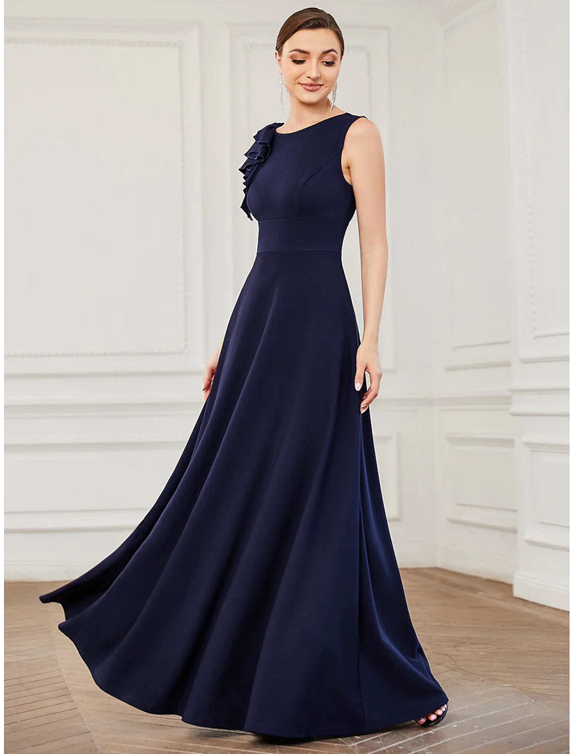 Weekend Flash Sale A-Line Evening Gown Plus Size Dress Formal Floor Length Sleeveless with Draping Appliques Weekend Flash Sale A-Line Evening Gown Plus Size Dress Formal Floor Length Sleeveless with Draping Appliques