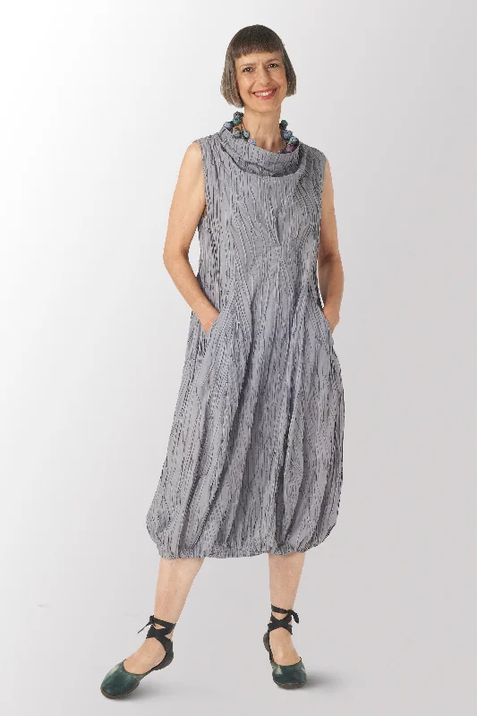 Instant Savings POLISHED COTTON RANDOM TUCK VOILE PUMPKIN DRESS - rc1442-gry -
