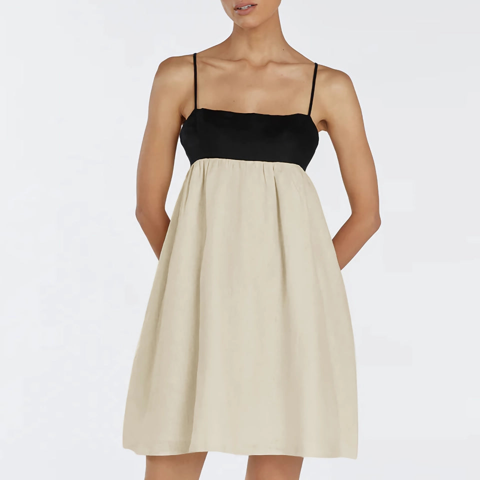 Savings Spectacular tiered dressSummer Breeze Linen Mini Dress - Casual Spaghetti Strap A-Line