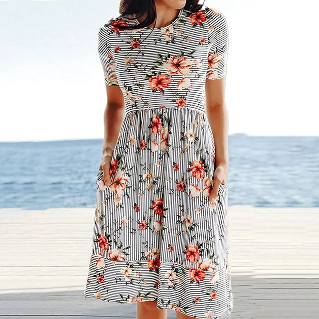 Must-Have Deals knit dressFloral And Striped Dress