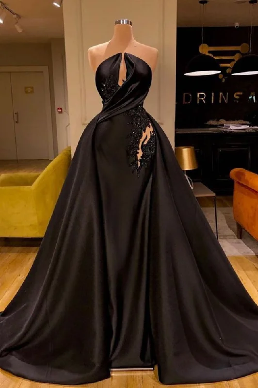 Big Discounts Sleeveless Black Evening Gowns Charming Mermaid Sweep Train