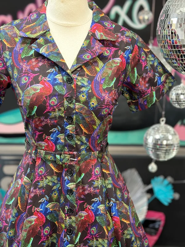 Flash Deals wool dressPeggy Swing Dress in Pretty Peacock Print