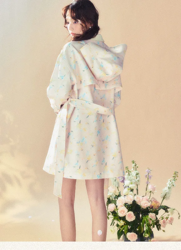 relaxed fit coatFloral Trench Coat