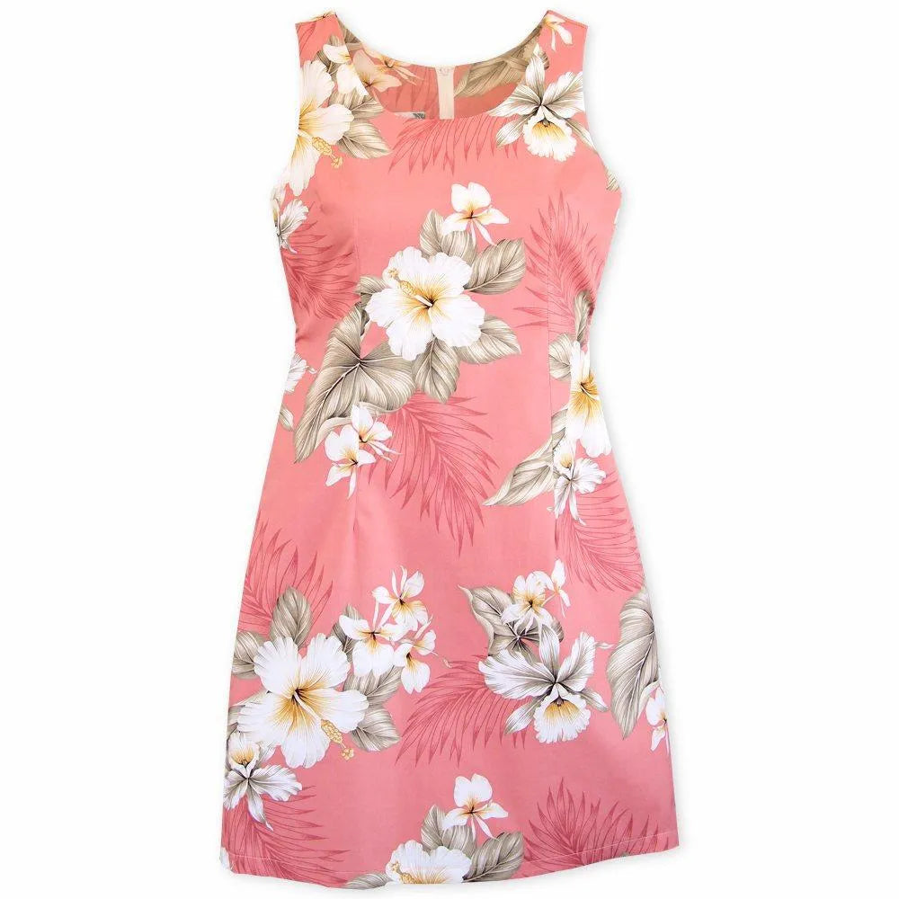 Year-End Sale Hibiscus Joy Pink Short Hawaiian Tank Dress