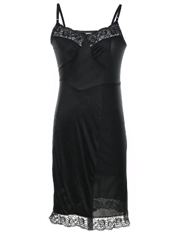 Limited Stock cold weather coatBlack Classic Lace Slip Dress - XS