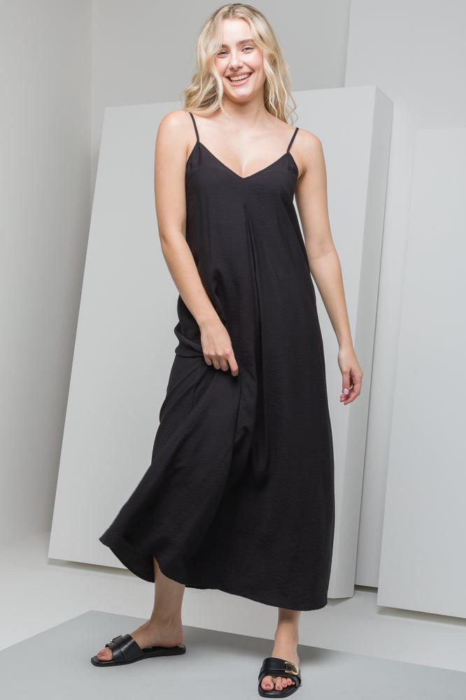 trendy mini dressStrappy A-Line Maxi Dress Black