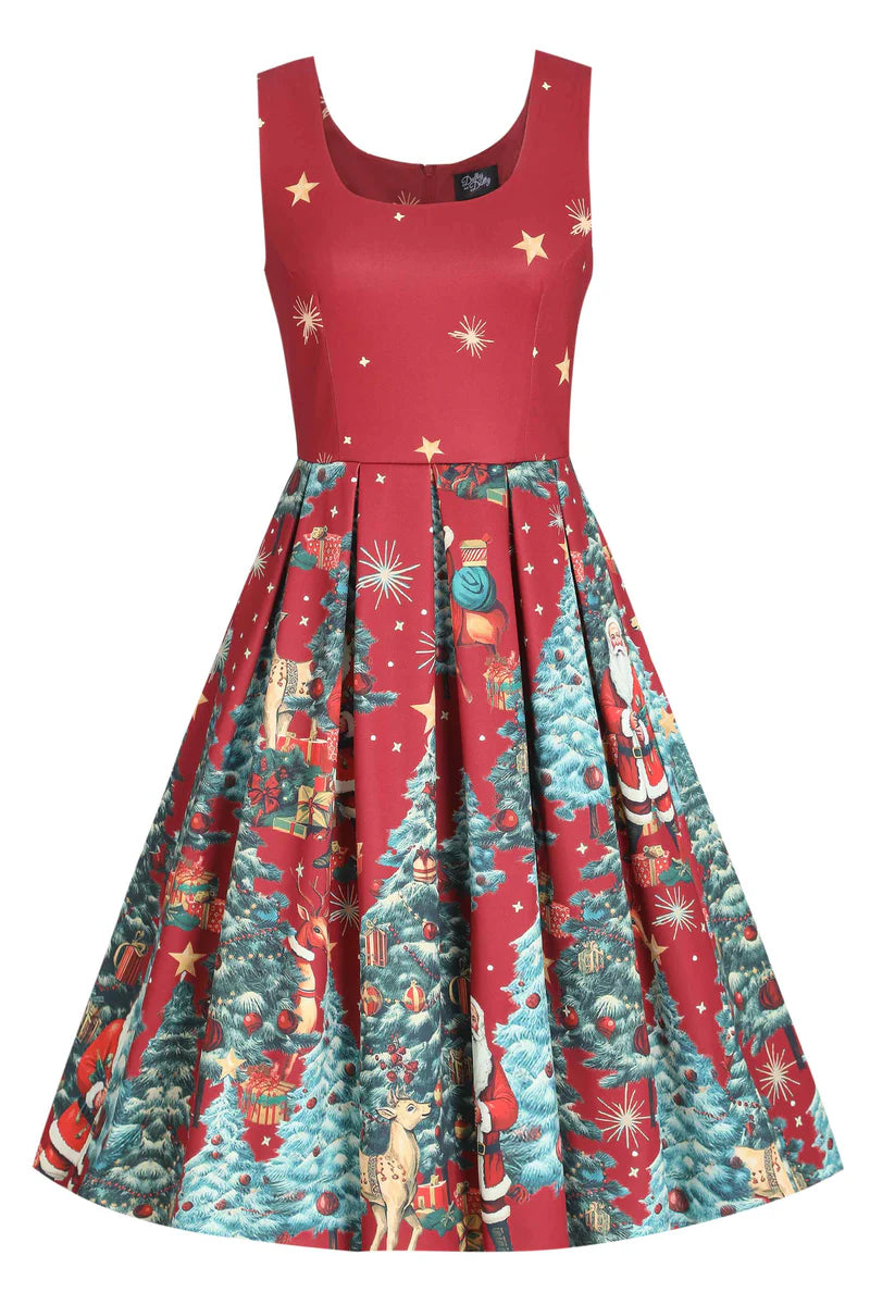 Warehouse Sale oversized dressAmanda Christmas Santa Dress in Crimson
