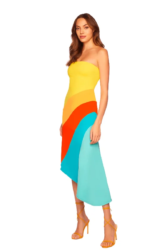 Buy Now layered dresscolor block tube asymmetrical dress