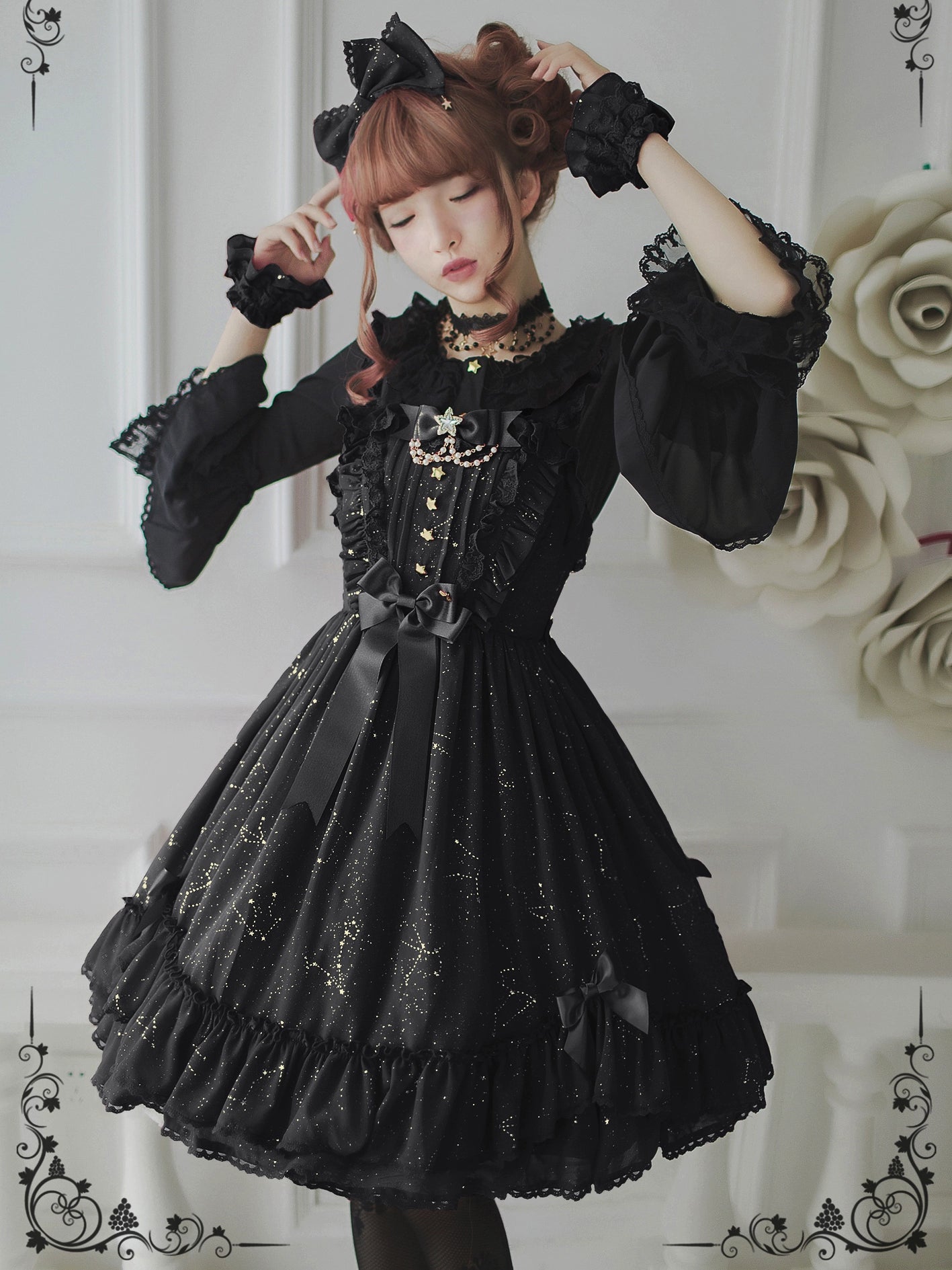 Super Sale denim dressSakuya Lolita~Whisper Of Stars~Constellation Foil Printing Elegant Lolita High Waist JSK Dress