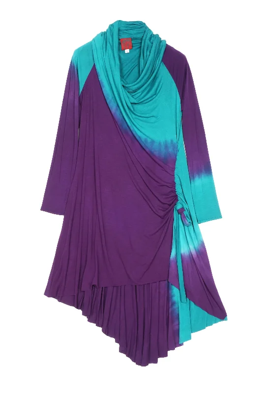 Discount Mania OMBRE RAYON JERSEY TWIST NECK DRESS