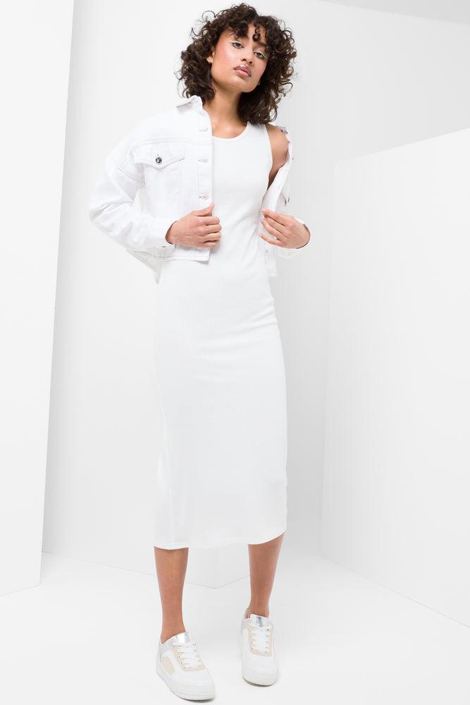 casual shift dressSleeveless Fitted Dress White