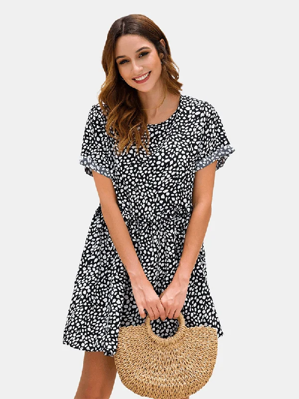 Deep Discounts statement dressSummer Print Holiday Beach A-Line Mini Dress for Women