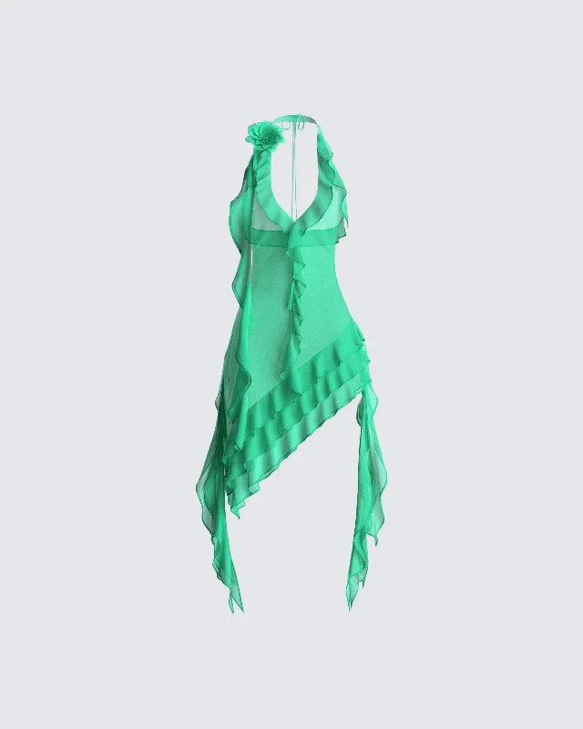 Great Deals casual dressChristine Green Ruffled Mini Dress