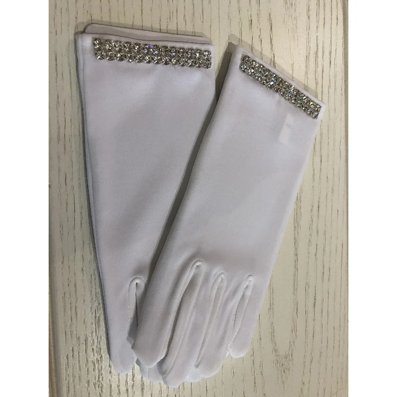 Act Fast elegant dressEmbellished Gloves-White