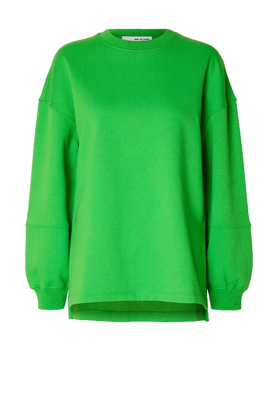 bold hoodie with logoSelected Femme Frysa Crew Neck Sweatshirt, Classic Green