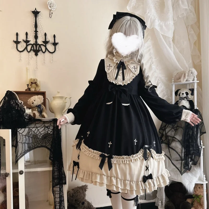 silk dressNiu Niu~Plus Size Lolita OP Dress Vintage Lolita Winter Dress