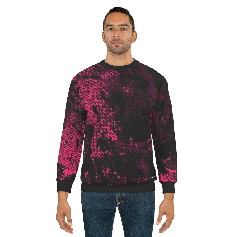 stylish sports hoodie"Mystic Cube" (Cosmic Fusion - Dark Plum/Cherry) - Unisex Sweatshirt