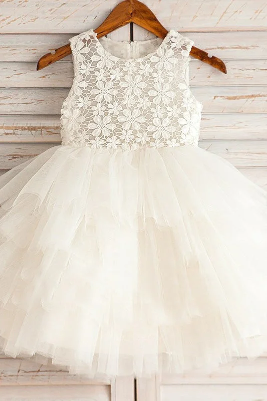 Major Savings spaghetti strap dressCute Ball Gown White Lace and Tulle Flower Girl Dress
