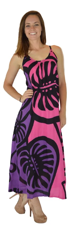 Final Sale Holoholo - Bali Dress - Long - Monstera - Pink