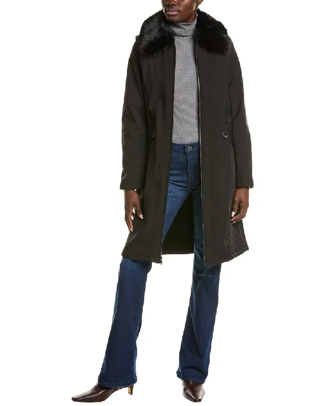Factory Direct Sale outdoor coatKenneth Cole Long Belted Soft Shell Coat