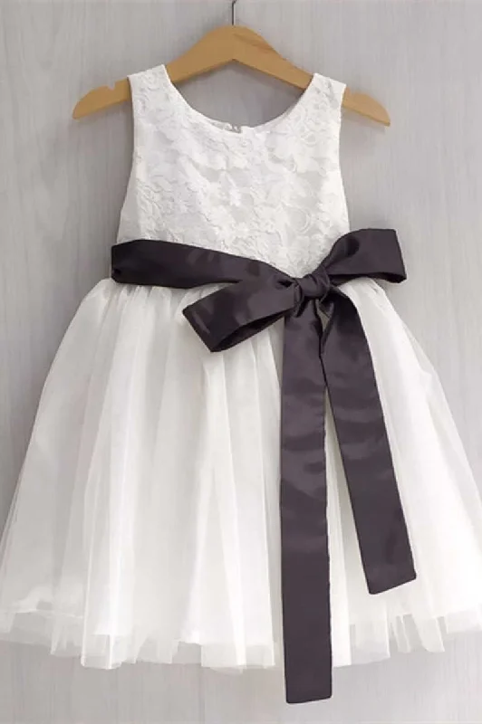 Can't Miss trendy bodycon dressWhite Lace Tie Front Flower Girl Dress