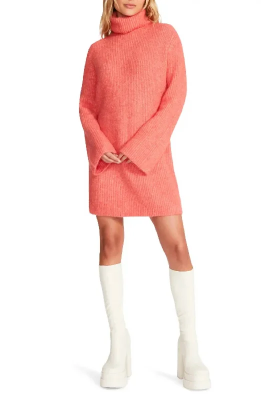 casual shift dressAbbie Sweater Dress in Orange Dot