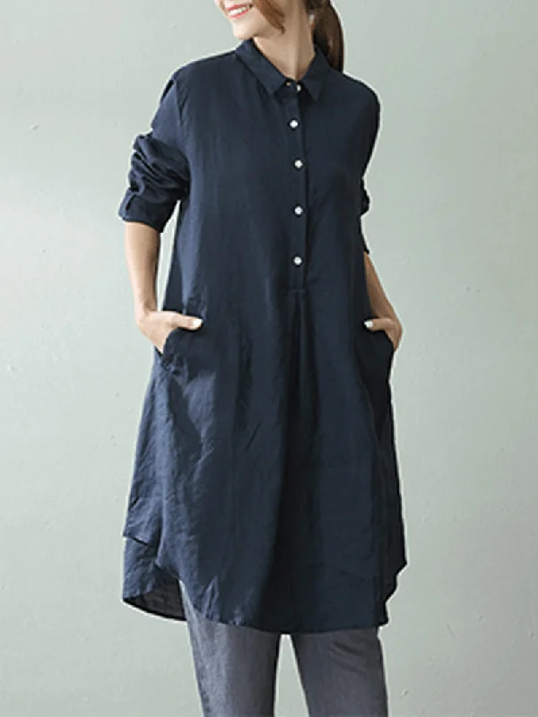 Fantastic Deals casual summer dressWomen Lapel Shirt Dress