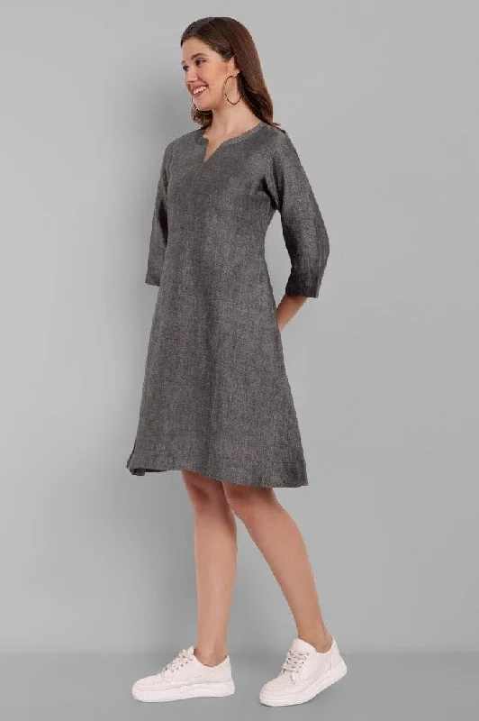 Limited Availability Gray Linen A line Dress